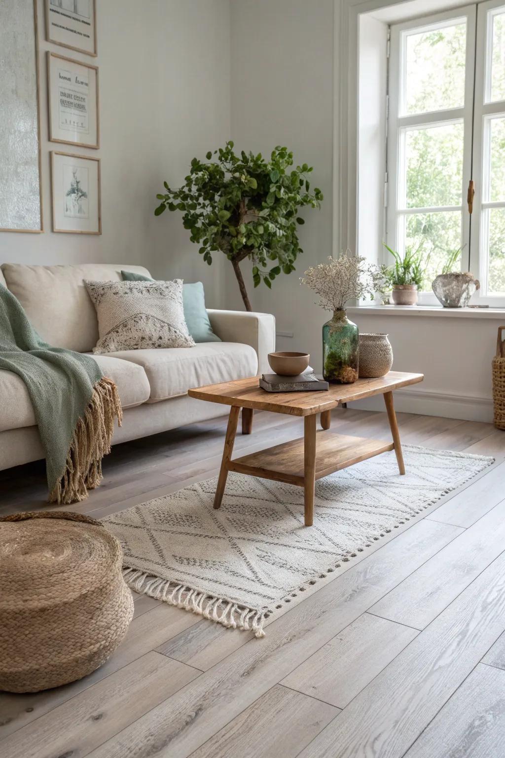 Eco-friendly vinyl flooring offers style and sustainability for a chic, green home.