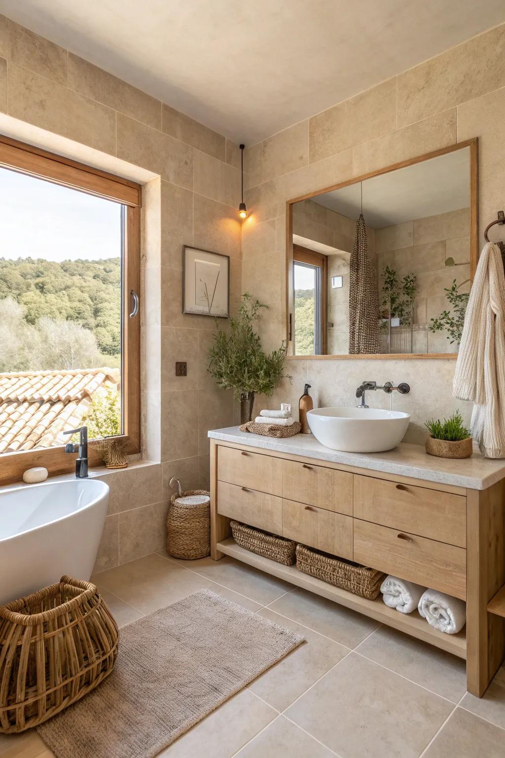 Combine textures with accent tiles on microcement for a touch of character in your bathroom.