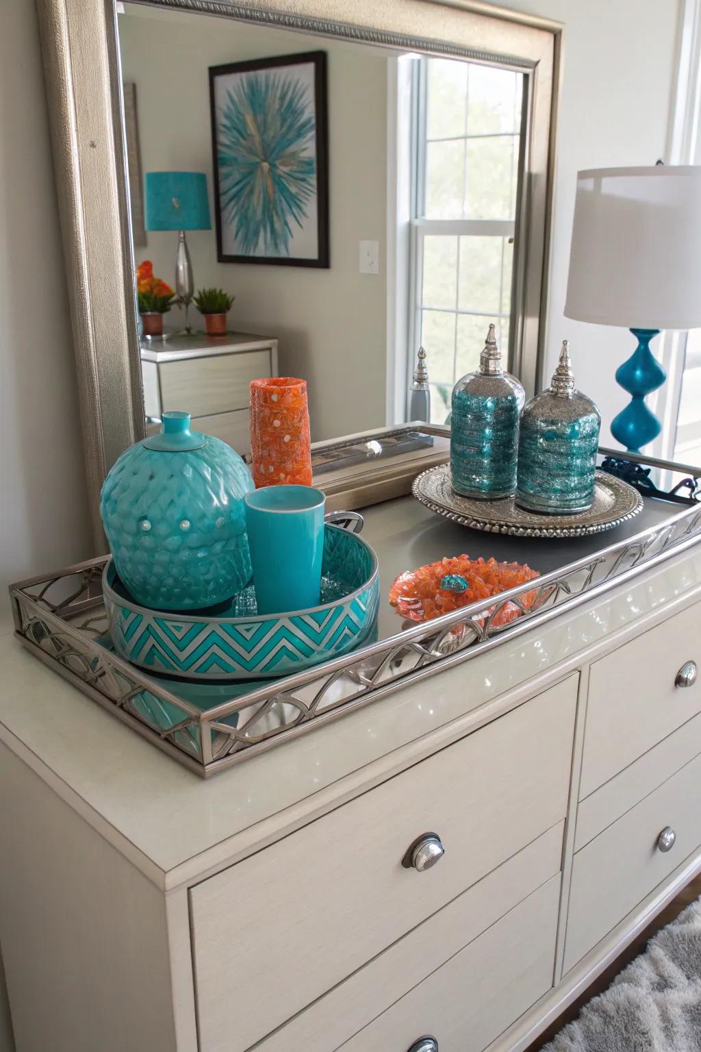 Mirrored trays add sophistication, helping organize and display your favorite decor.