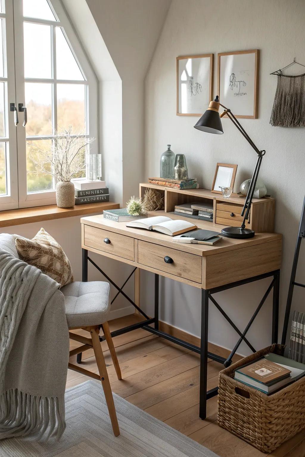 Optimize small spaces with a compact desk that doesn't sacrifice style.