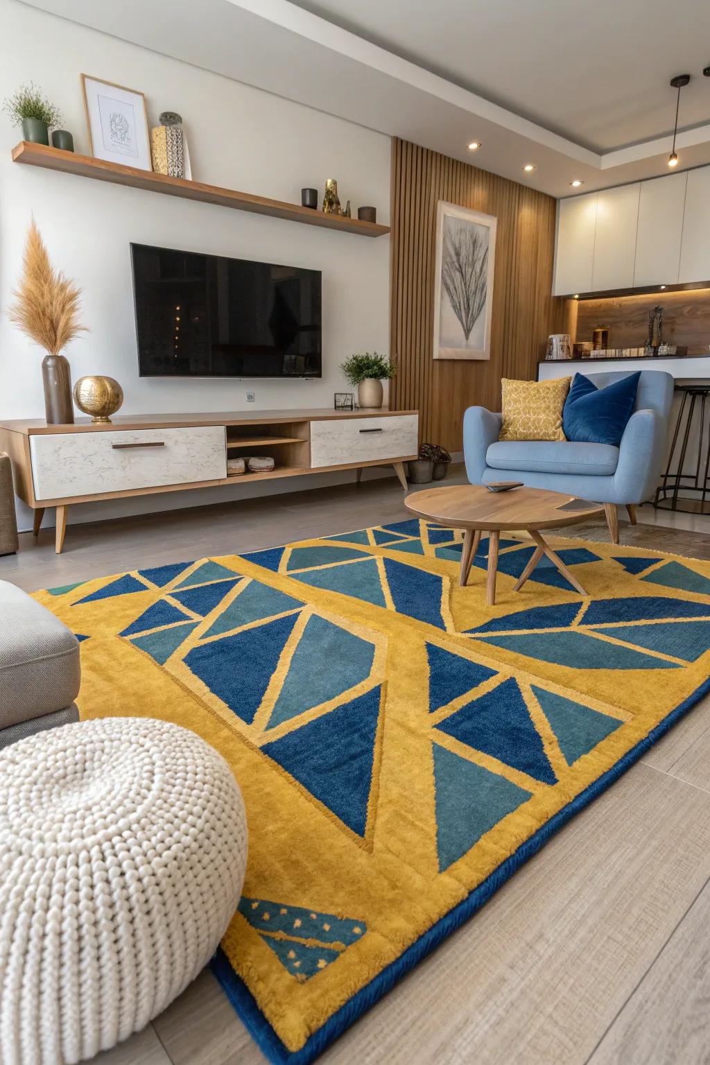 Bold colors inject energy and personality into your modern TV room. 🎨 #ColorPop #ModernDesign #HomeVibes