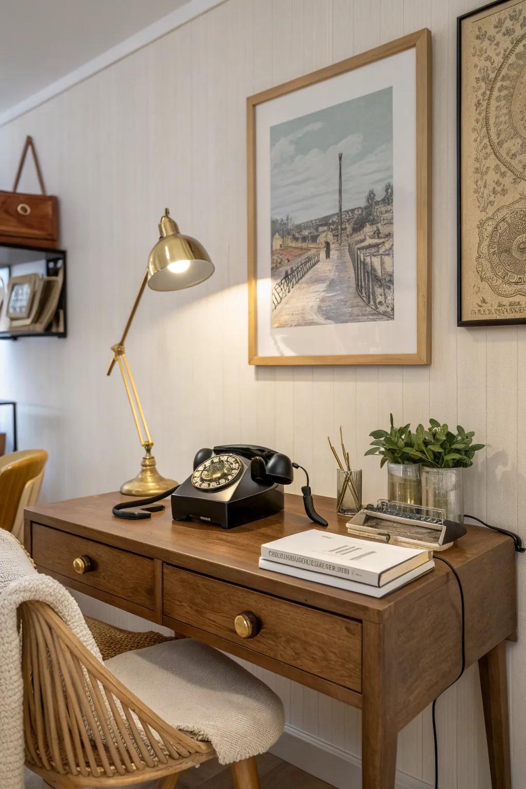 Infuse your office with vintage charm for a space that's both unique and inviting.