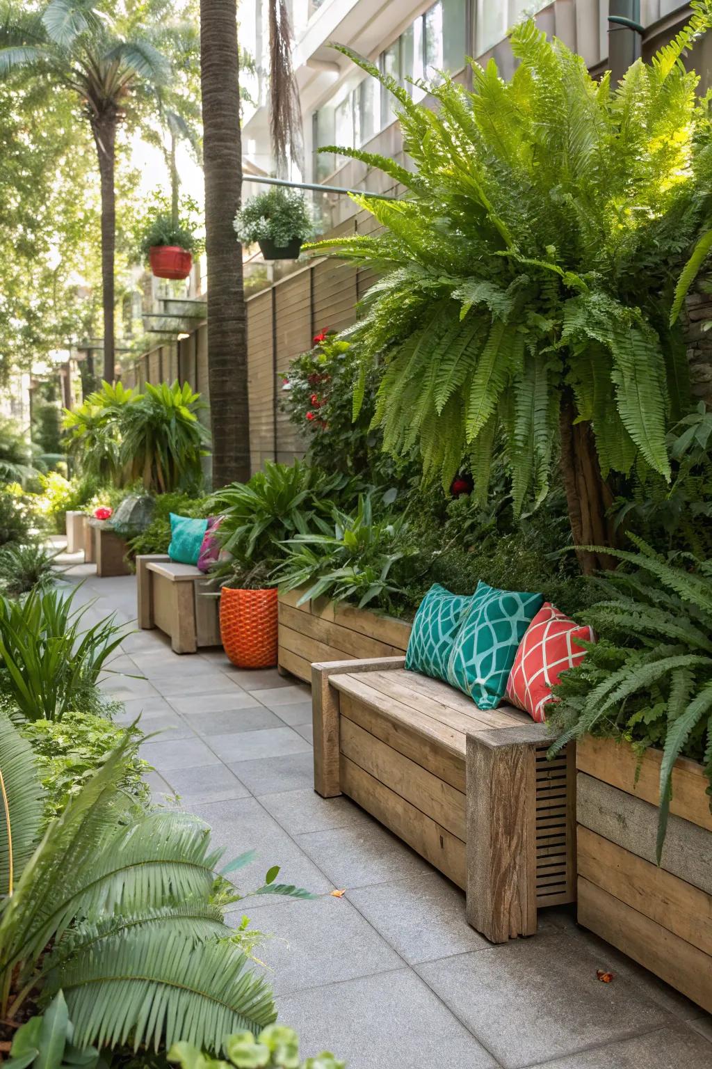 Transform your outdoor space into an urban jungle oasis with lush planter benches. 🌿🌴 #JungleVibes #GreenEscape