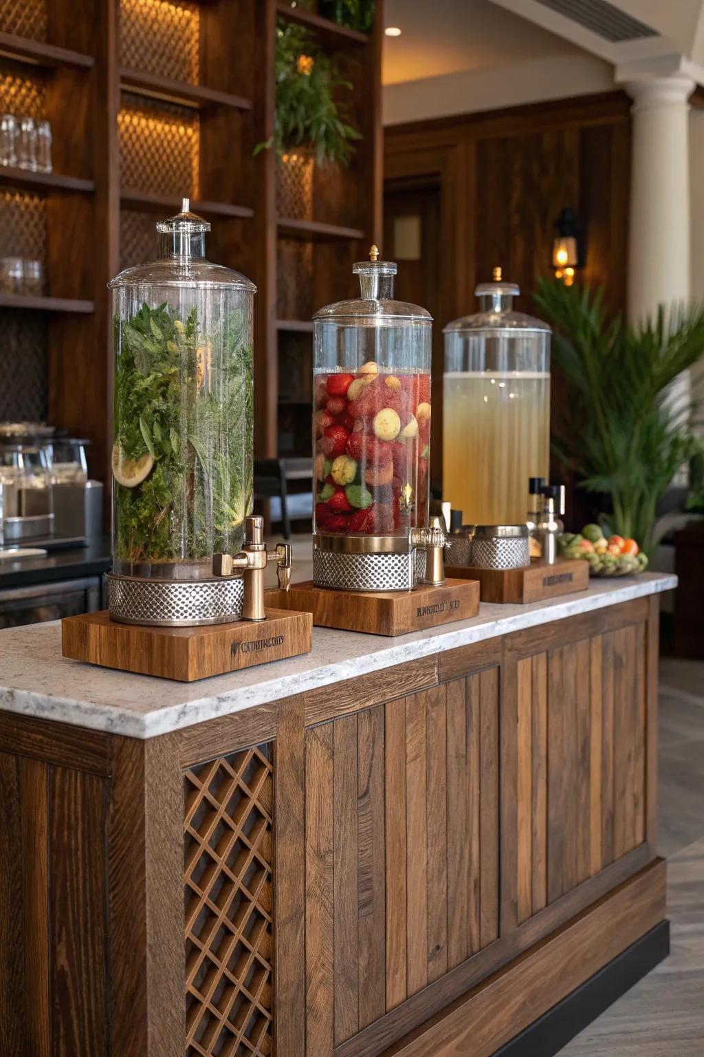 Keep your guests hydrated with a water station that proves H2O can be exciting. 💧#StayHydrated #HealthyLiving #PartyEssentials