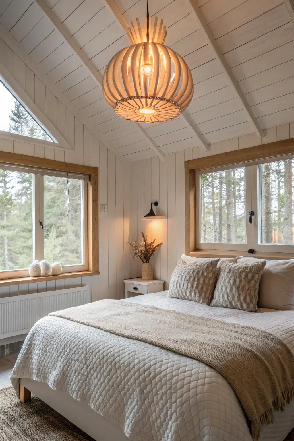 Unique light fixtures double as art, adding style and interest.