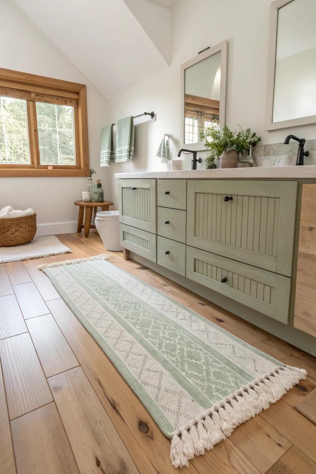 Define and enhance your bathroom's layout with strategically placed runners.