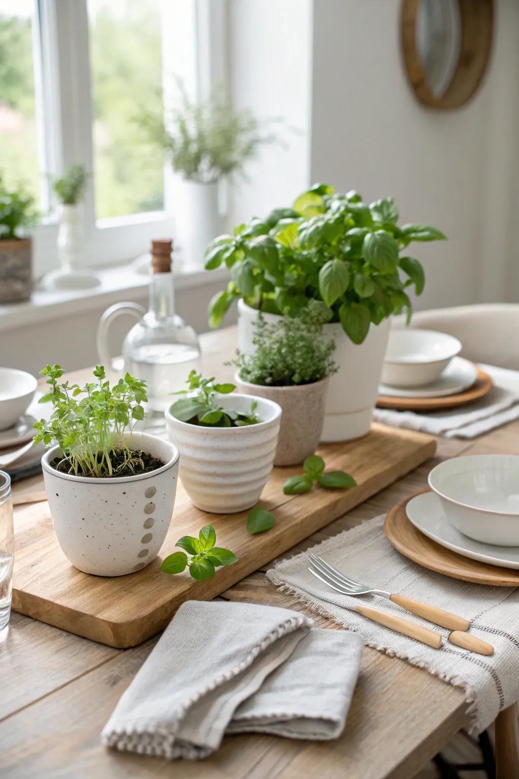 Infuse freshness with herb centerpieces that are both beautiful and functional.