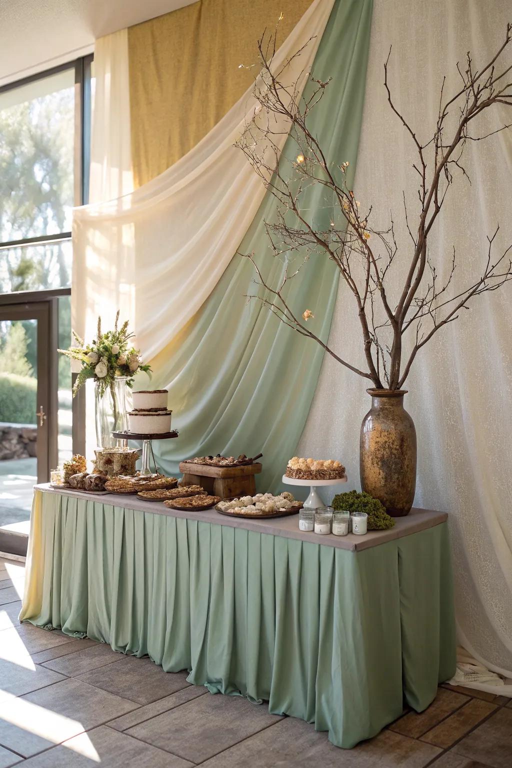 Transform your buffet with a dynamic backdrop. 🎨 #CreativeBackdrops #HomeStyle