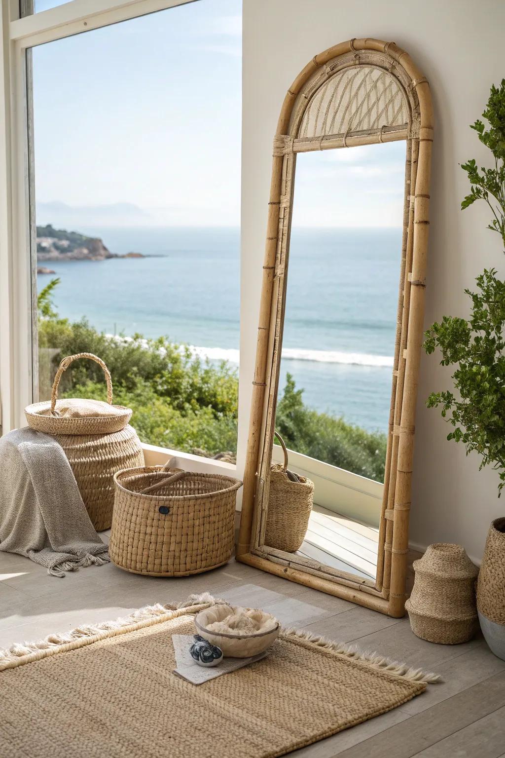 Bring eco-friendly elegance into your home with bamboo-framed mirrors.