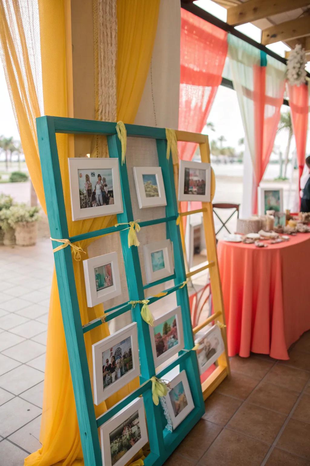 A DIY photo display adds a personal and engaging touch to your wedding.