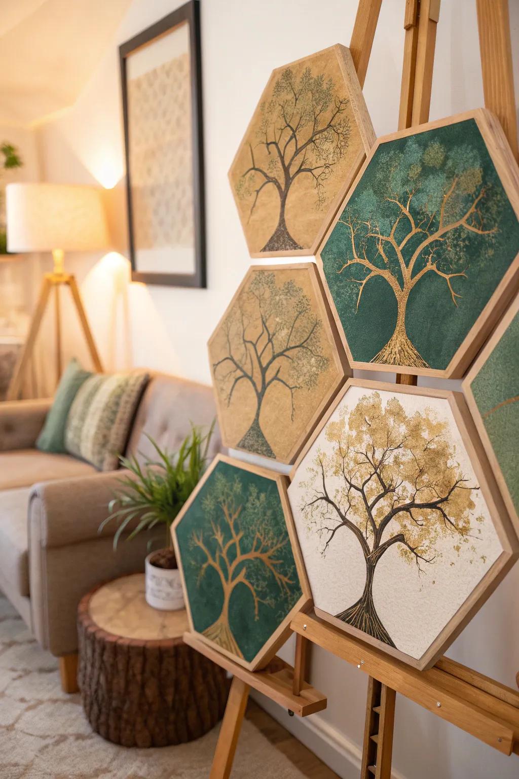 Tell your story through art with a hexagon collage that celebrates family and heritage.