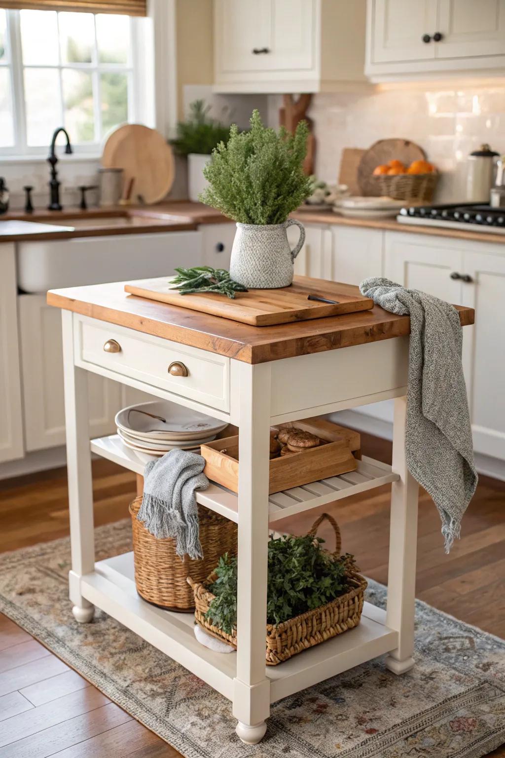 Add functionality to your kitchen with a chic prep table.