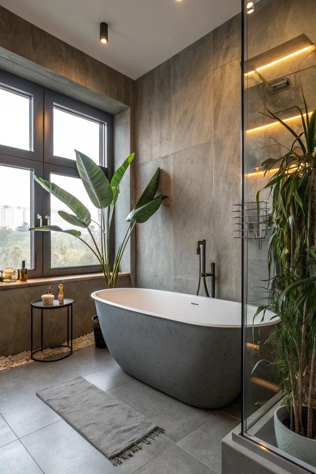 Achieve sophisticated style with a monochrome microcement bathroom design.