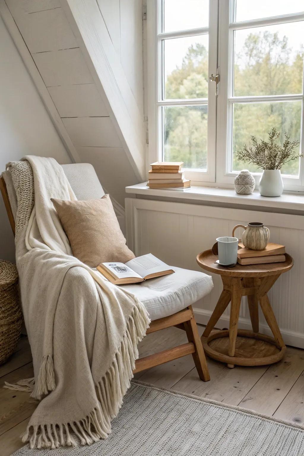 A cozy nook by the window becomes your serene escape. 📚 #CozyNook #ReadingCorner