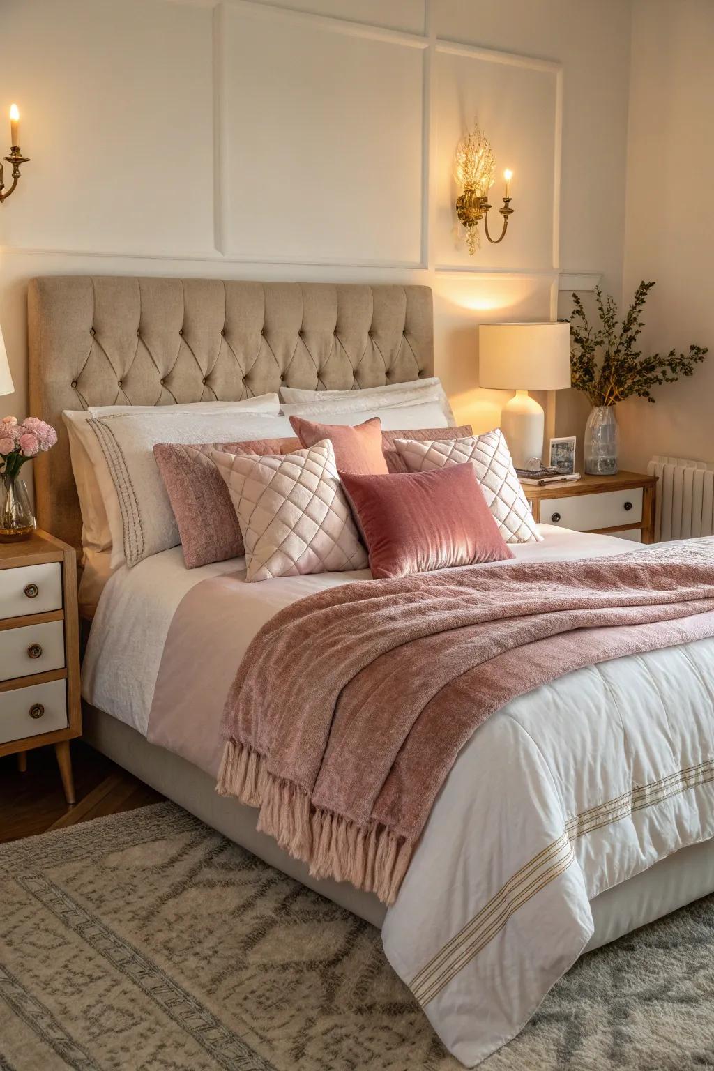 Coordinated bedding brings harmony to your bedroom's design. 🛌 #BeddingDesign #CozySpaces