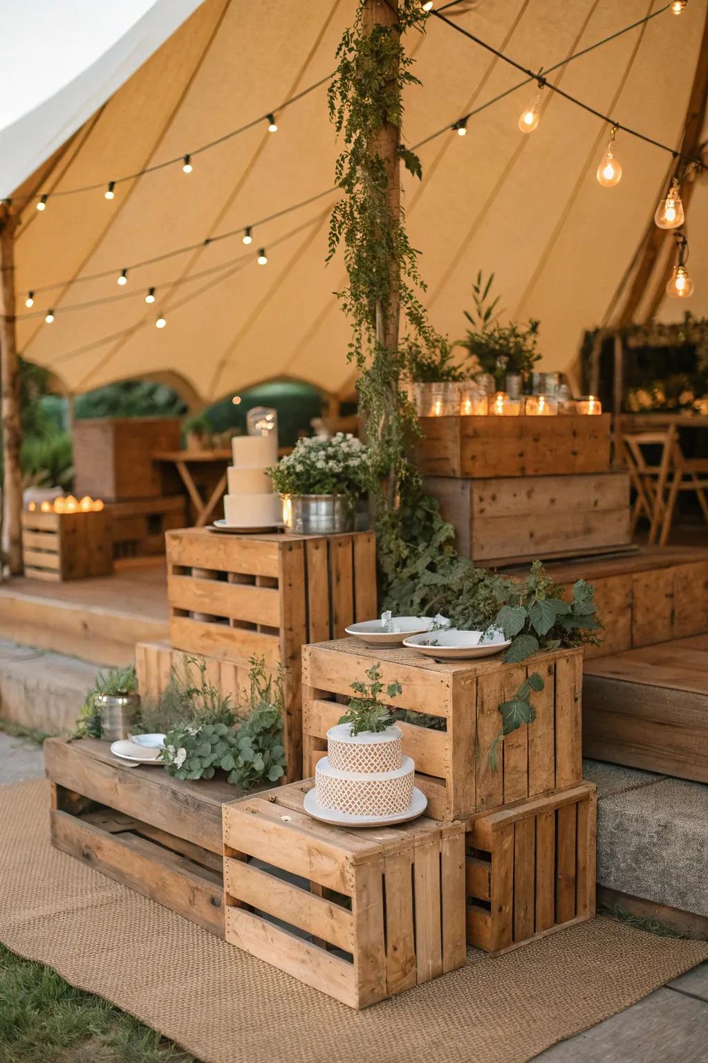 Introduce rustic charm with wooden accents that blend function and style.