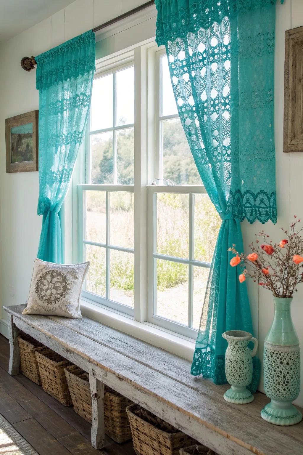 Eyelet lace valances bring charming cottage vibes with their delicate and intricate design.