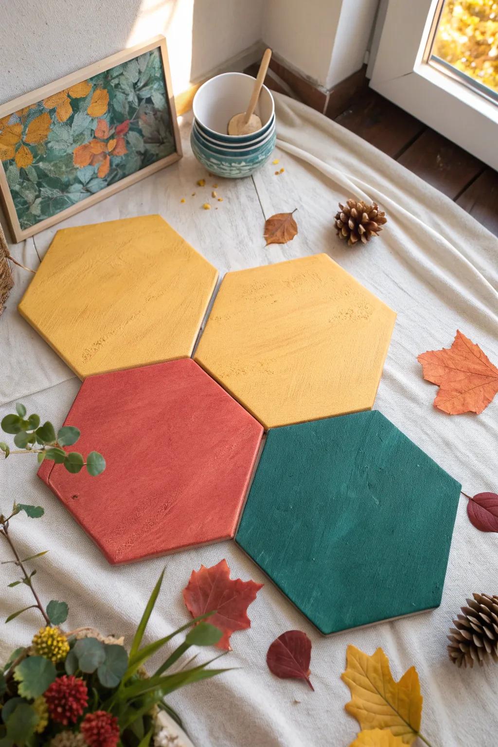 Celebrate the beauty of each season with hexagon art that evolves with the year.