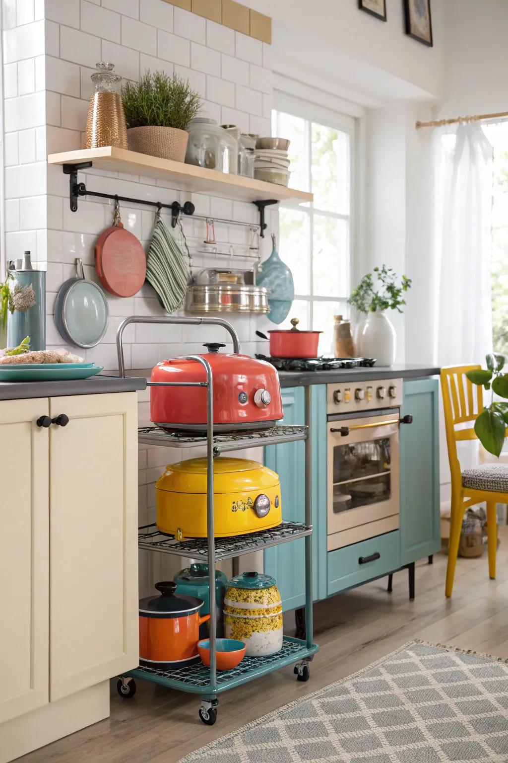 Optimize your space with a convenient portable kitchen rack.