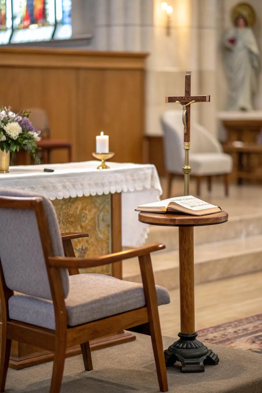 A corner of contemplation offers a serene space for personal reflection during Lent.