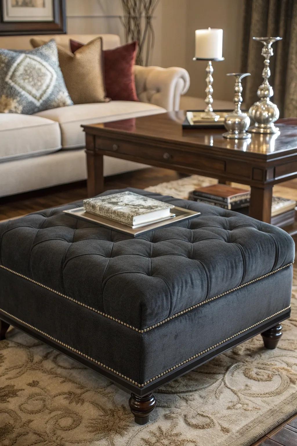 Add depth and drama by incorporating dark tones into your living room.