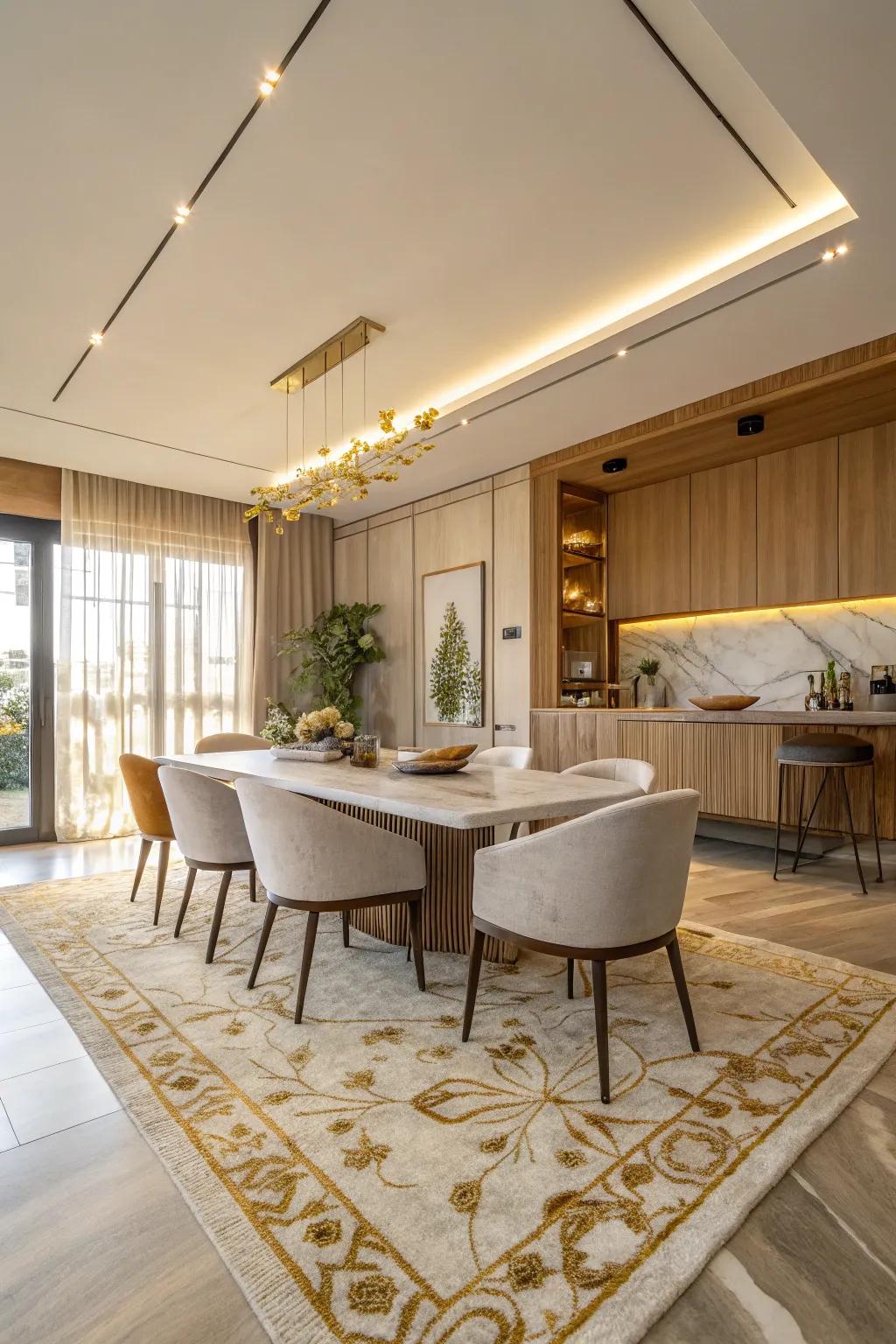 A luxurious rug completes your dining room with warmth and style.