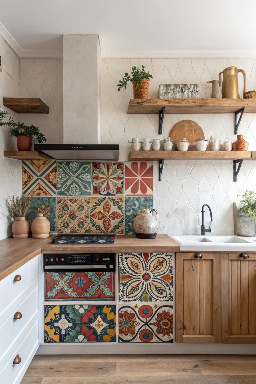Tell your story with an eclectic backsplash that transforms your kitchen into a vibrant gallery.