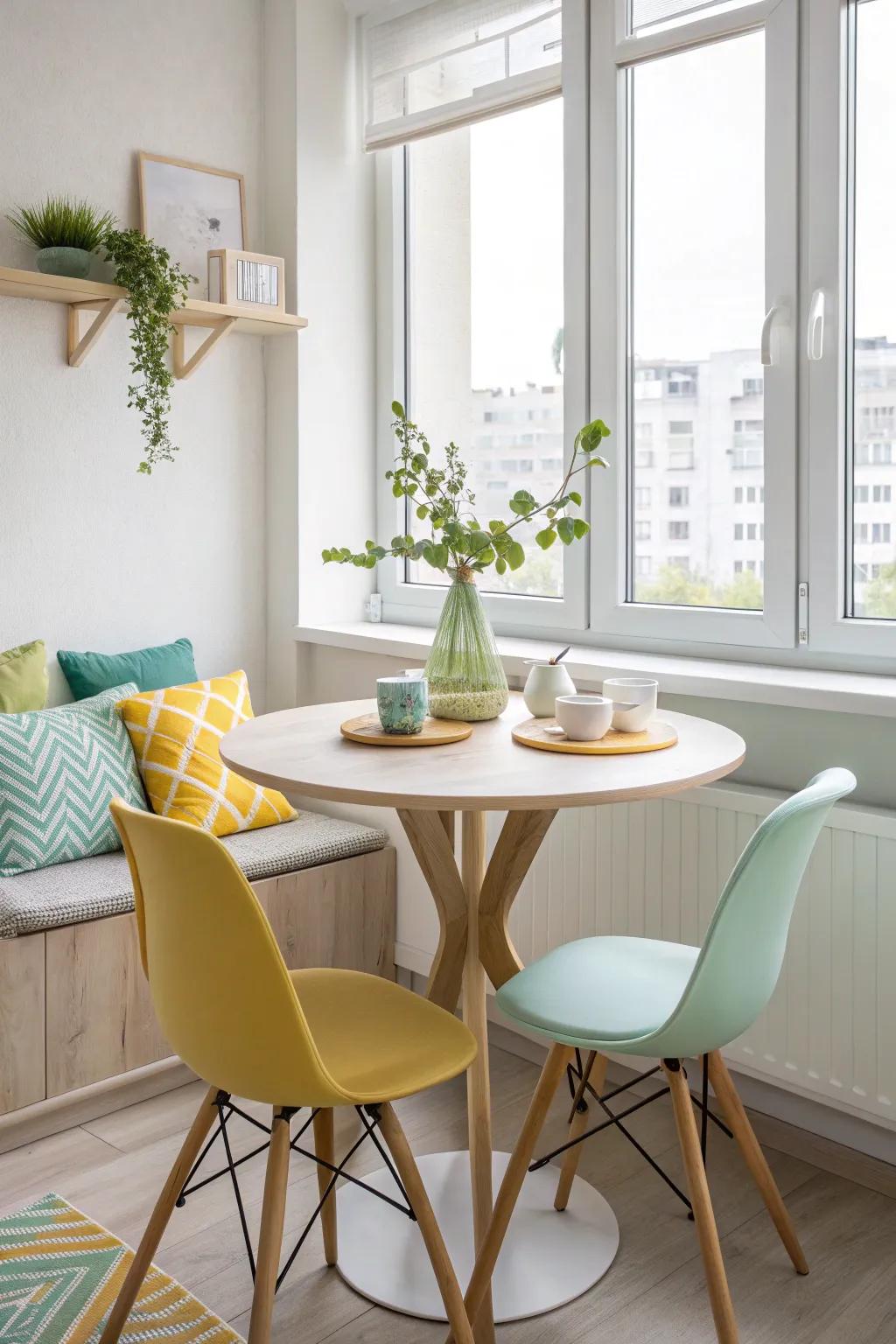 Add vibrancy with pops of color that brighten your nook's atmosphere.