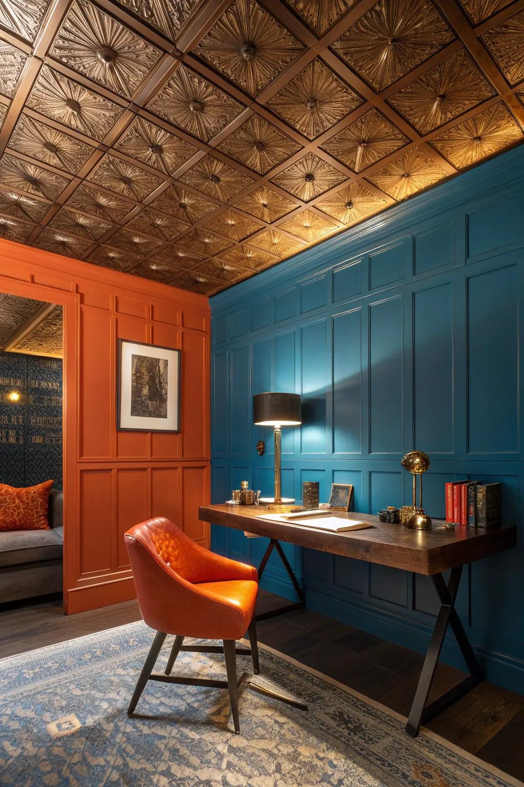 Think outside the box by adding wainscoting to unexpected places. 🏠 #DesignSurprises #CeilingDesign