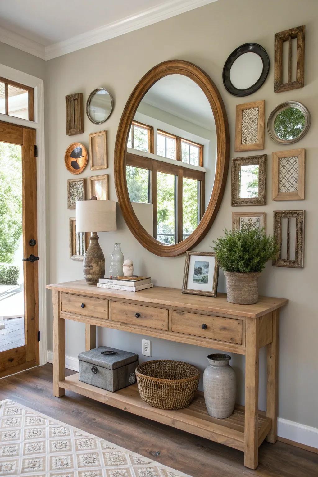 Mix and match mirrors to craft a gallery wall that’s uniquely yours. 🖇️ #GalleryWall #InteriorInspiration