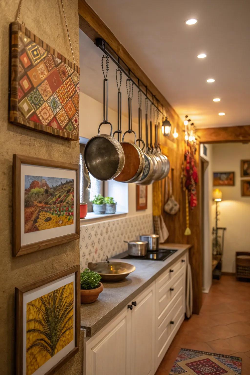 Art and pots together turn your kitchen into a masterpiece.