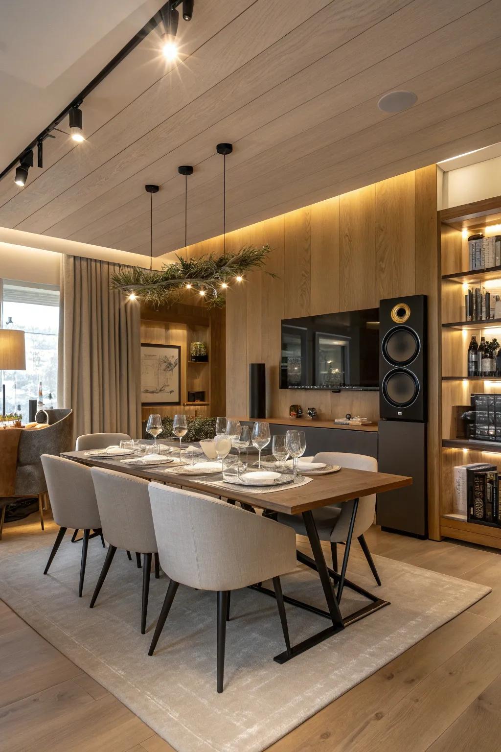 Embrace the future with smart technology in your dining room for ultimate convenience.