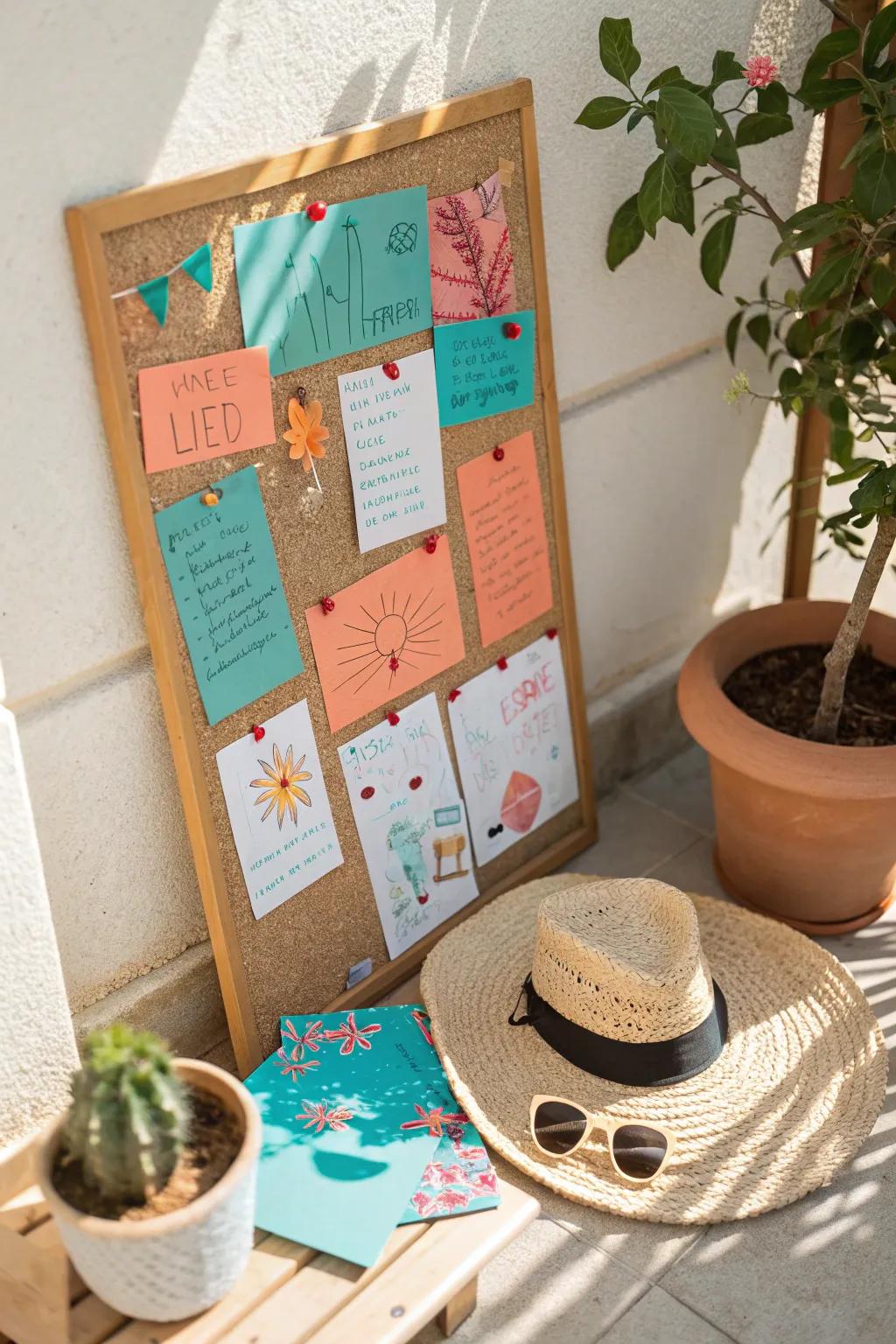 Plan for summer adventures with a bucket list board that's full of dreams and possibilities.