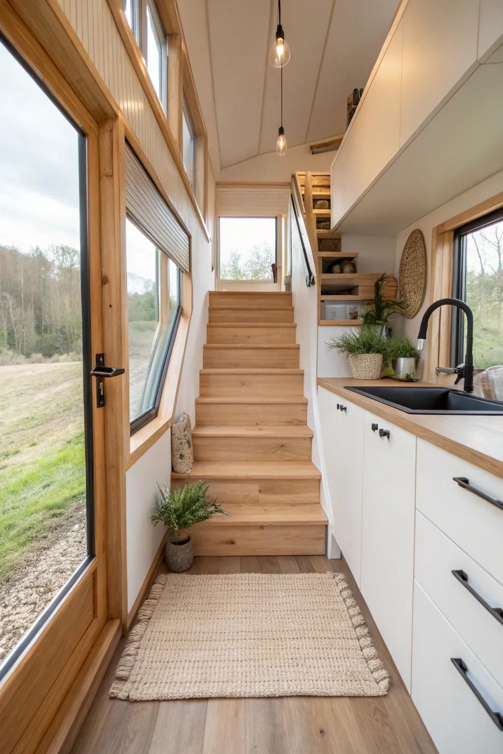 Modular staircase kits offer flexibility and style for compact spaces.