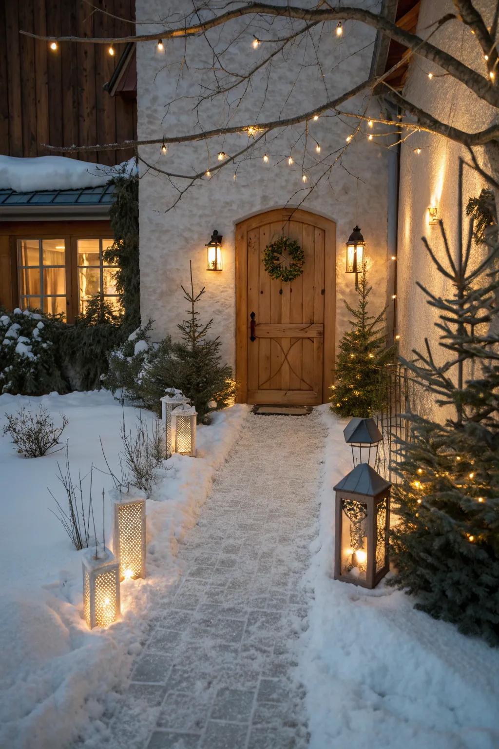 Guide guests into your winter wonderland with a charming snowy pathway. ❄️ #SnowyPathway #PartyEntrance