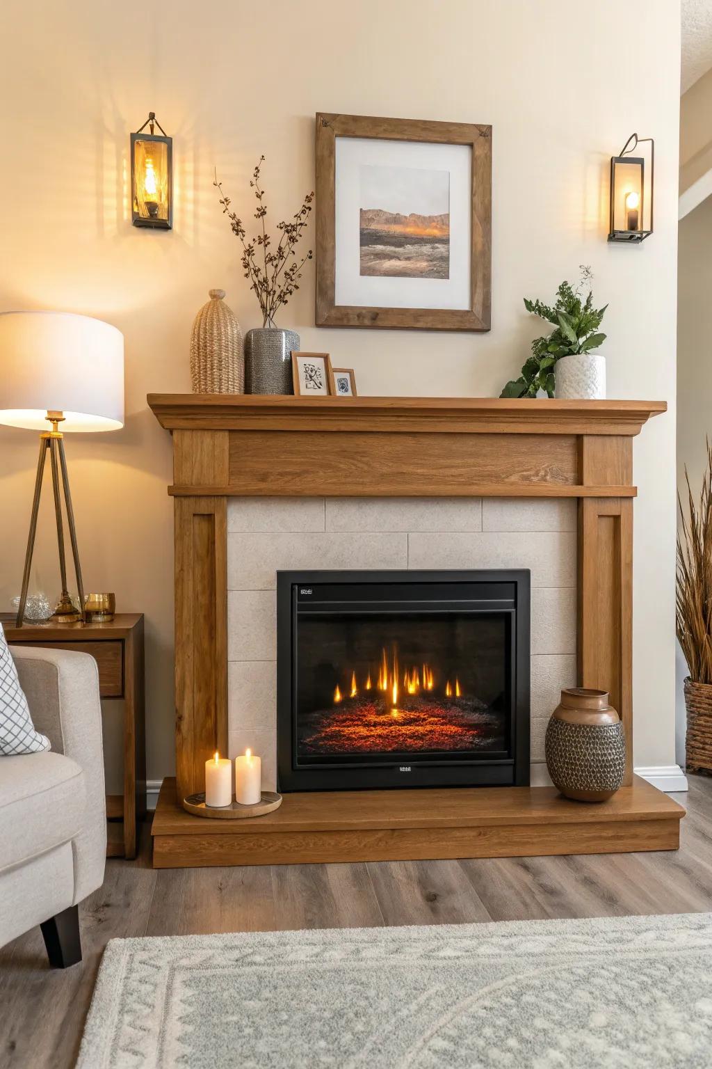 Enjoy the cozy aesthetic of a real fire with an LED effect in your faux fireplace. 🔥 #CozyLiving