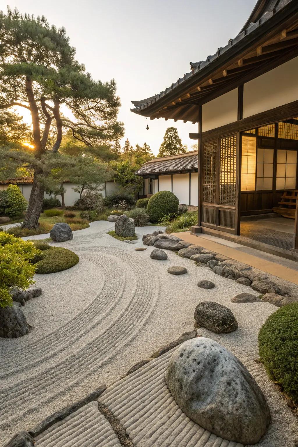 Embrace the simplicity and peace of a Zen garden, where every element is thoughtfully placed. #MinimalistDesign #ZenLifestyle