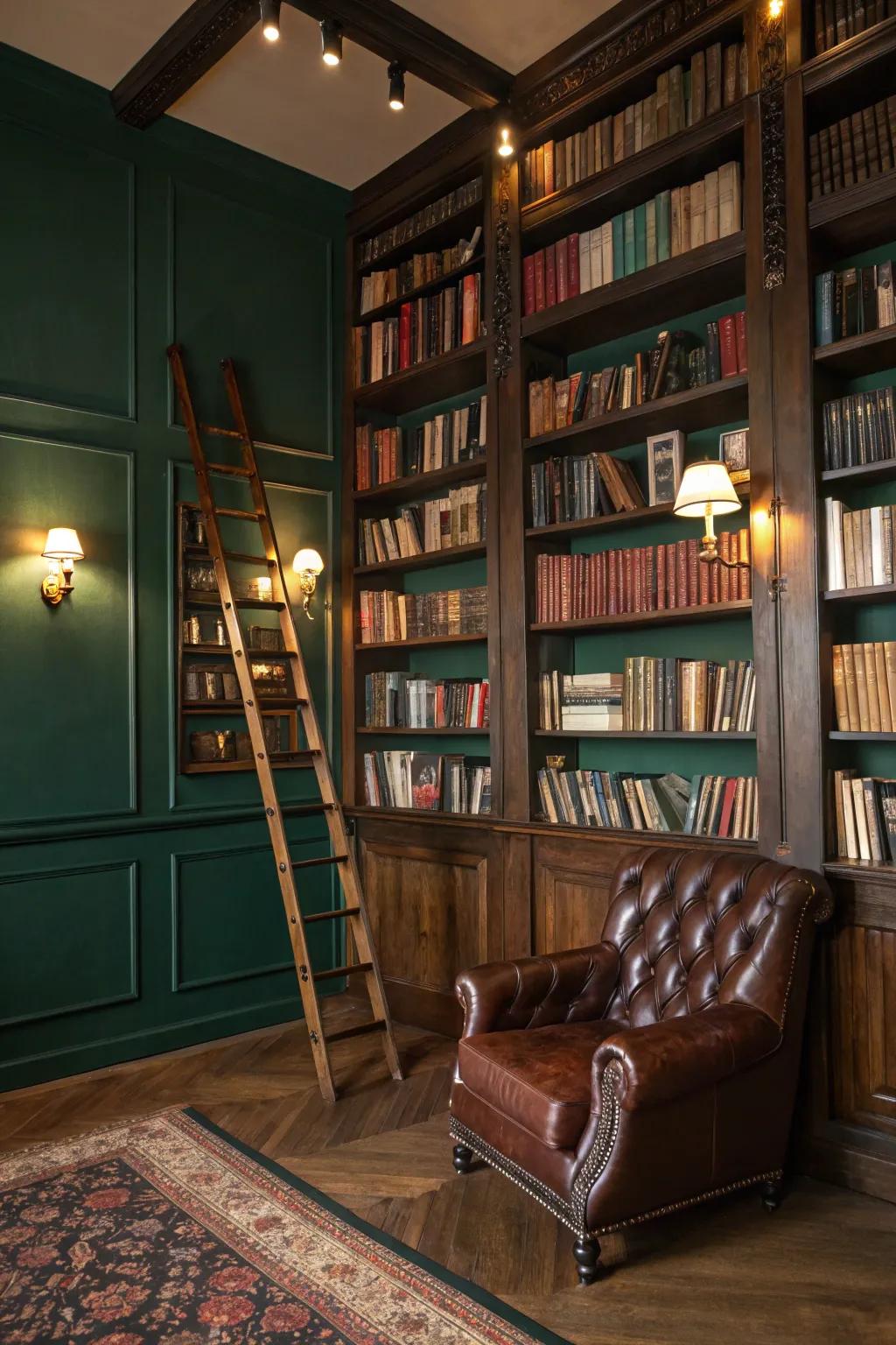 Immerse yourself in the world of books with stunning floor-to-ceiling shelves that turn your living room into a literary paradise.