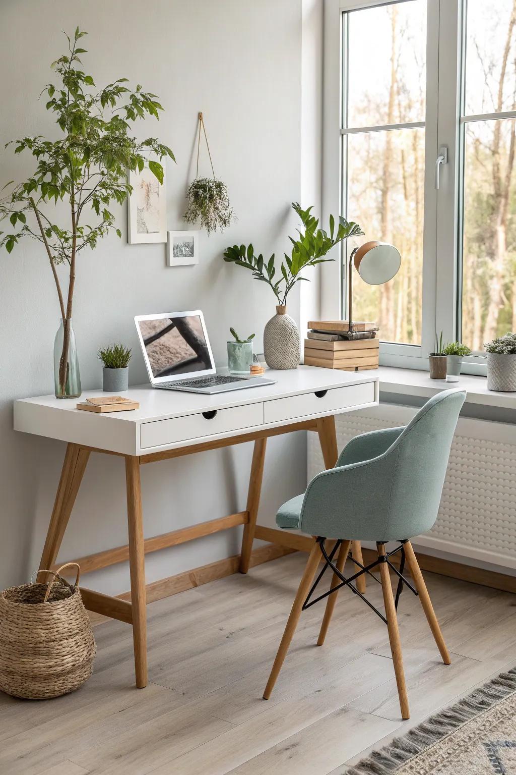 Discover the beauty of simplicity with a minimalist desk that enhances focus and tranquility.