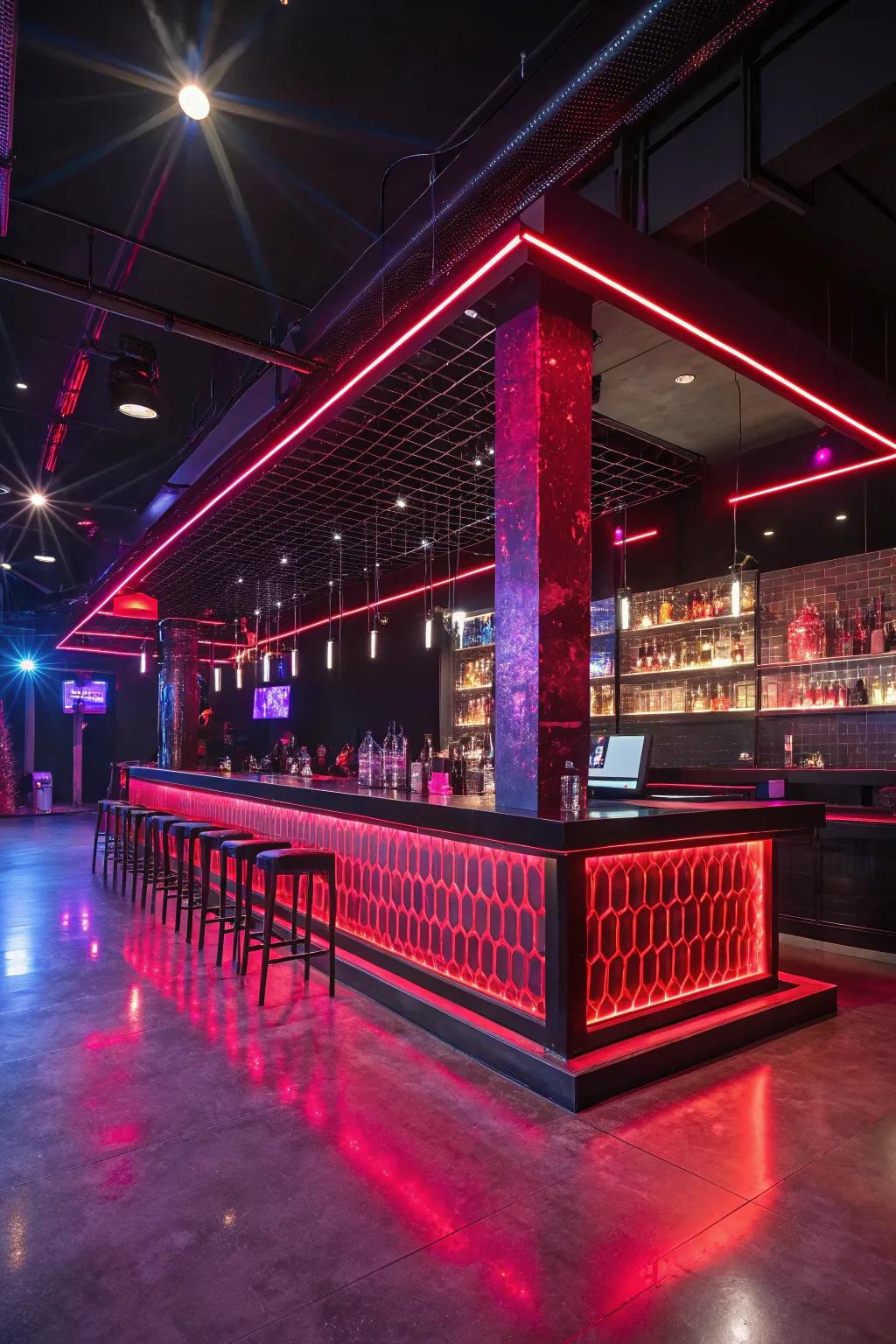 Light up the night with vibrant LED and neon displays that dance to the beat.