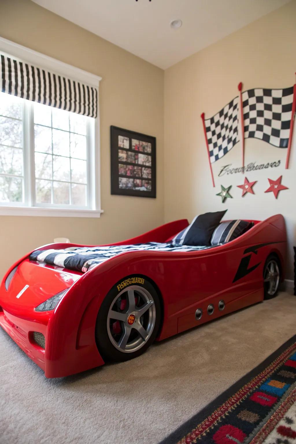 Let your child's dreams take the fast lane with a stylish race car bed.