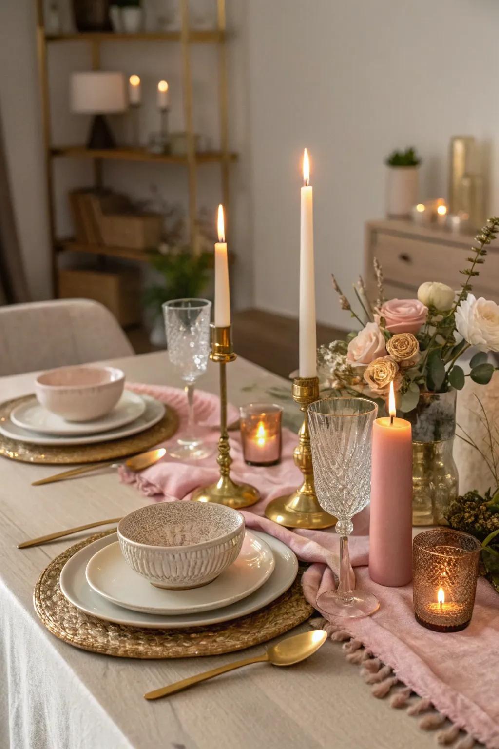 Set the mood with enchanting candlelight for a truly romantic atmosphere.