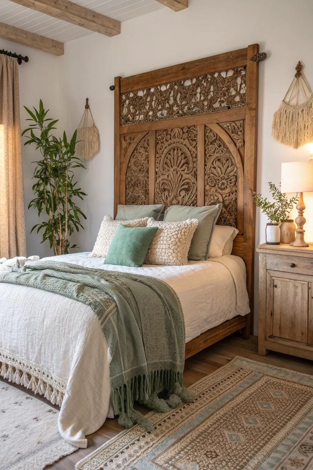 Wooden accents bring warmth and character to your bedroom setting.