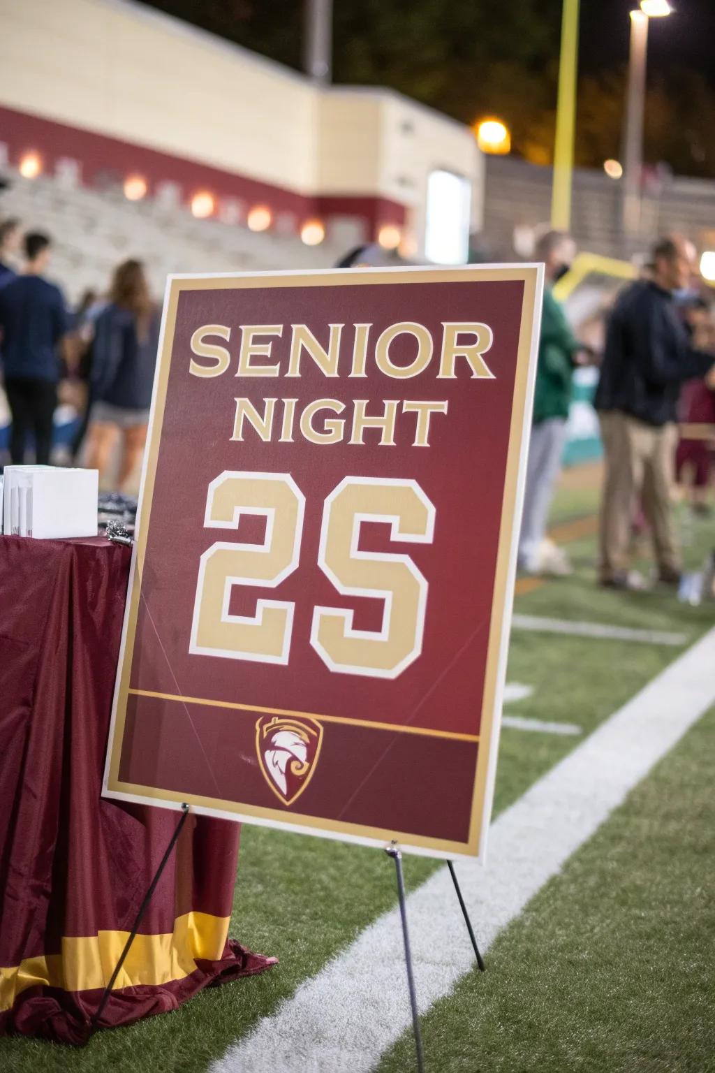 Make it personal with the student's name and number in bold, standing out against a backdrop of school spirit.