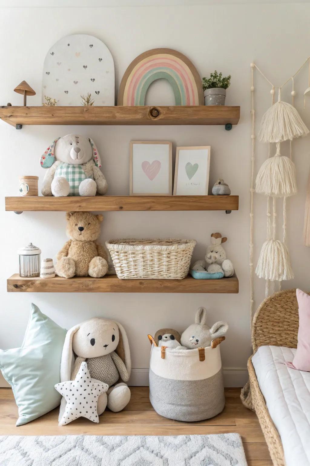 Elevate your plushie game with floating shelves for a whimsical touch!