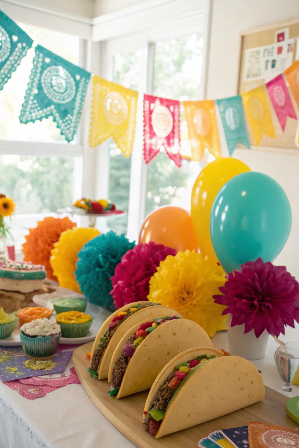 Brighten up your space with festive taco-themed decor that's sure to wow your guests!