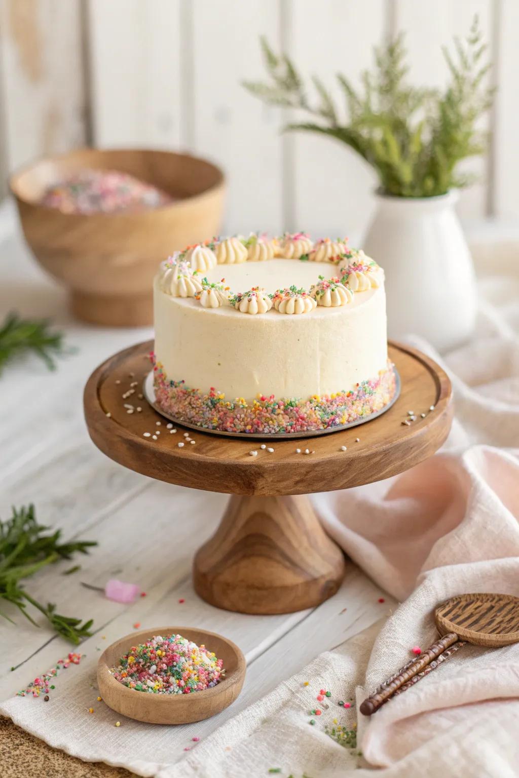 A sprinkle cheesecake offers a delightful twist on tradition, perfect for a sweet celebration.