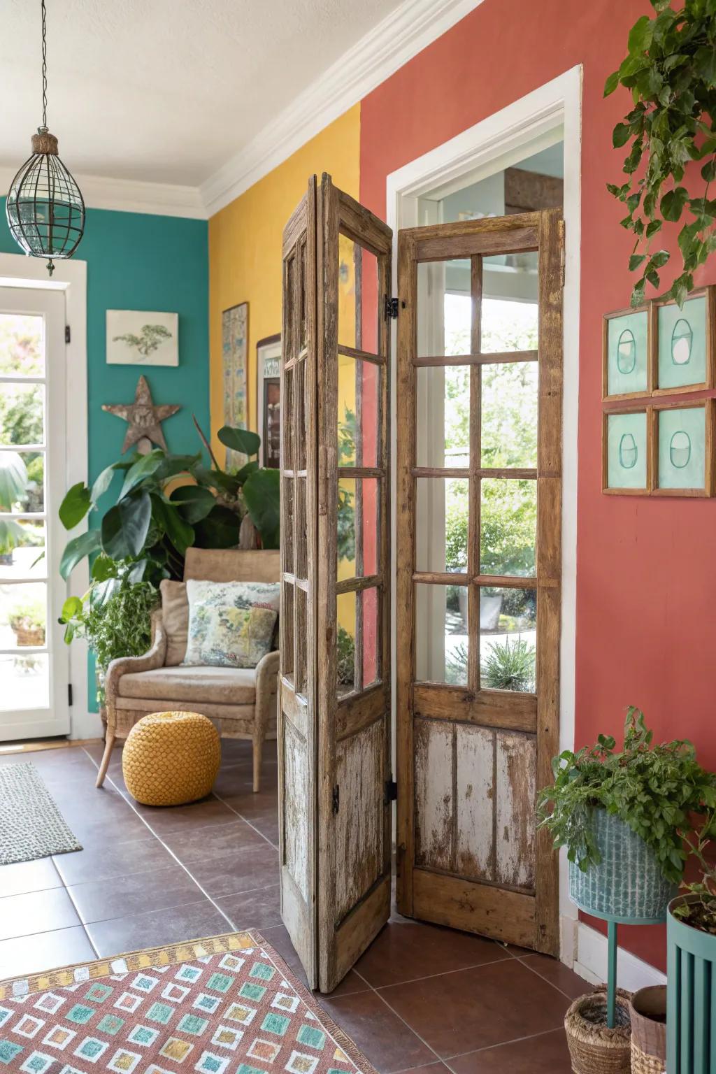 Vintage windows bring history and style to your entryway.