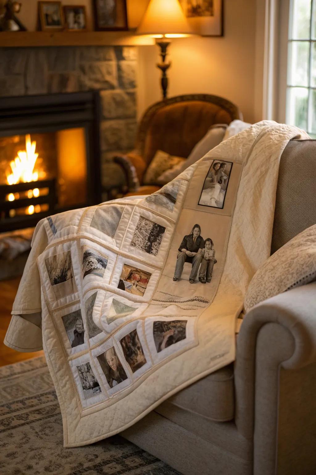 Wrap yourself in warmth and memories with a custom photo quilt.