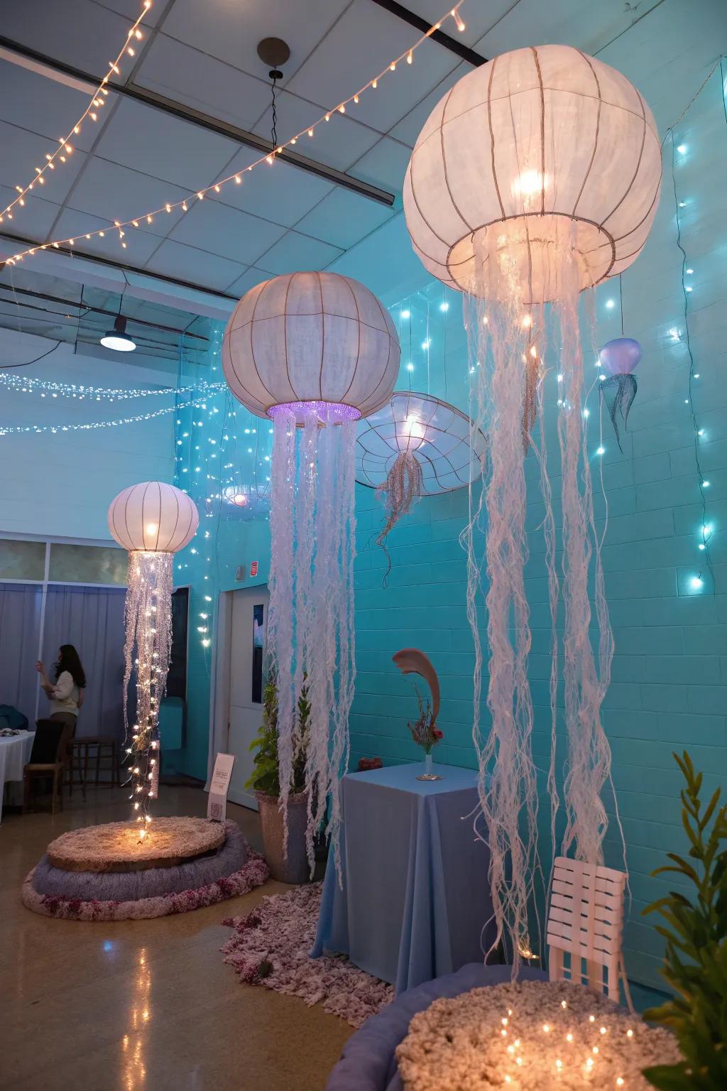 Add a touch of whimsy with enchanting jellyfish lanterns.